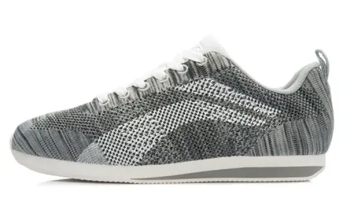 Li Ning Abrasion Resistant Slip Resistant Low top Running Shoes Men's Gray White