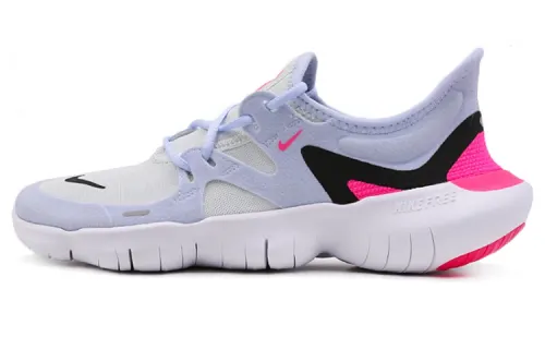 Nike Free RN 5.0 barefoot feel, woven shock-absorbing balance, low-top casual long-distance running shoes, women's pink blue