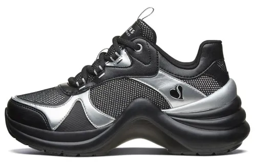 Skechers Solei St Synthetic Leather Low top Chunky Sneakers Women's Black Silver
