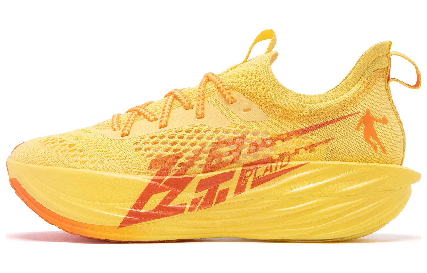 QIAODAN Flying Shadow Plaid Slip Resistant, Abrasion Resistant, Lightweight Low top Running Shoes Men’s Yellow Orange