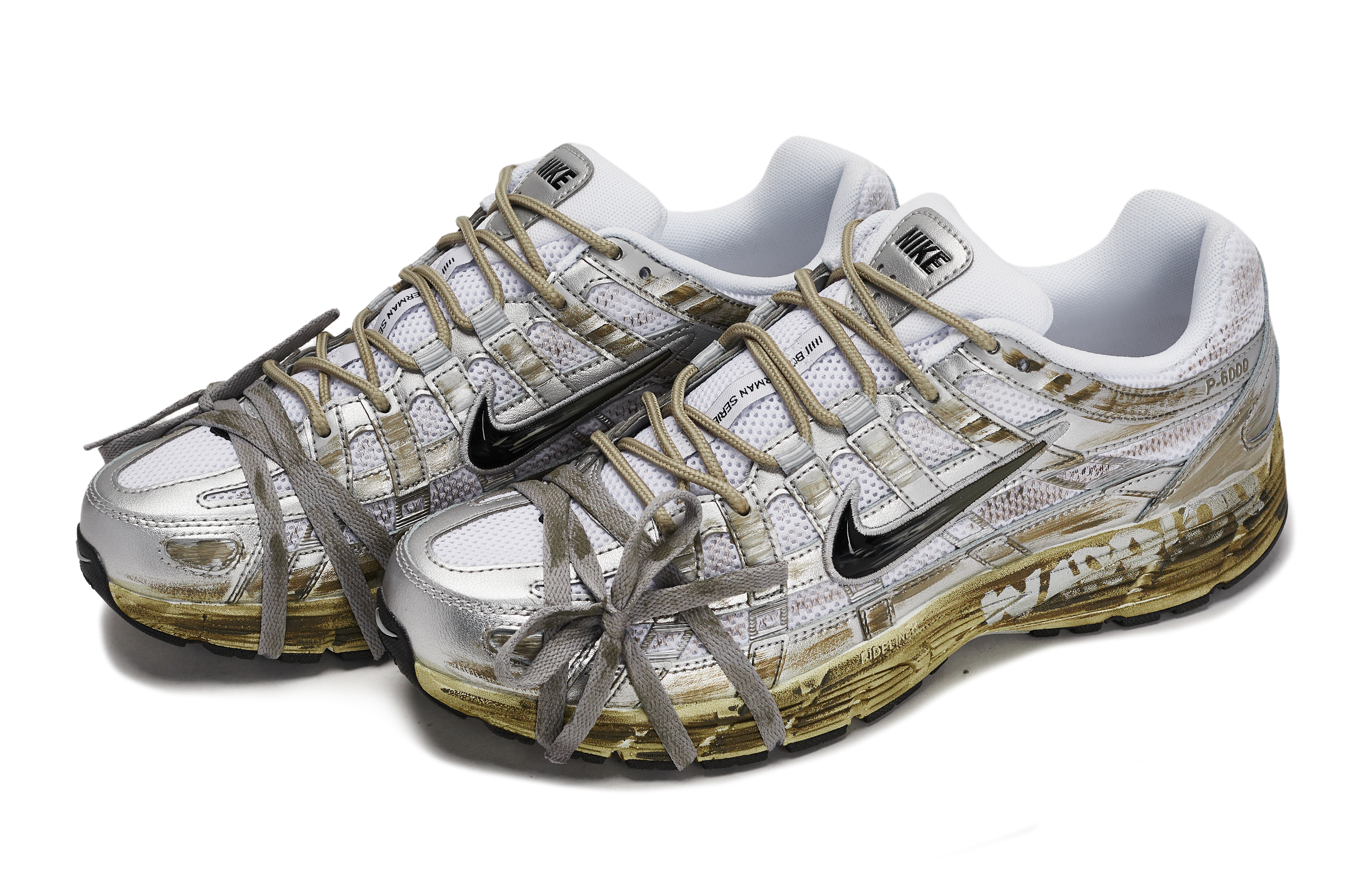Nike P 6000 Slip Resistant Abrasion Resistant Low top Running Shoes Unisex Gray Silver Brown