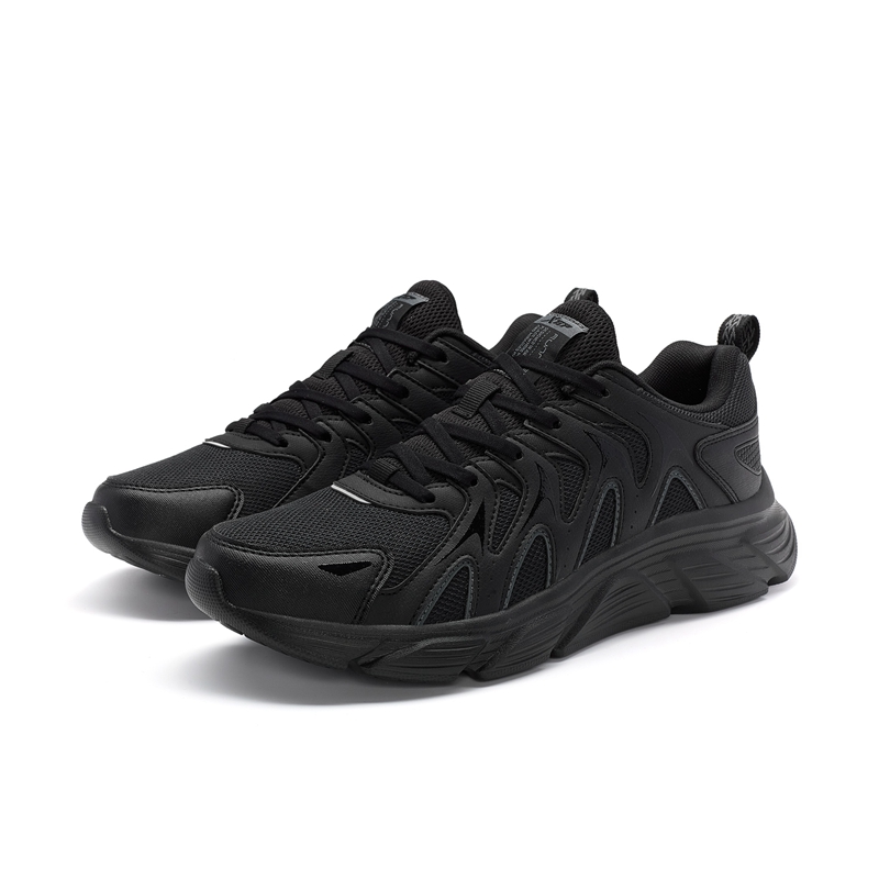 XTEP Comfortable Round Toe Cushioning Slip Resistant Low top Running Shoes Men’s Black