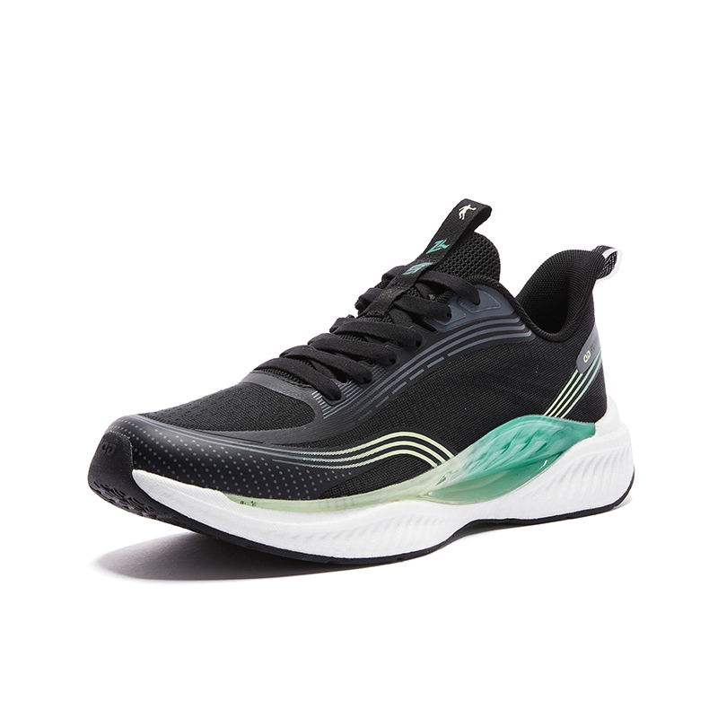 QIAODAN Breathable Cushioning Impact Resistant Low top Casual Running Shoes Men’s Black Green