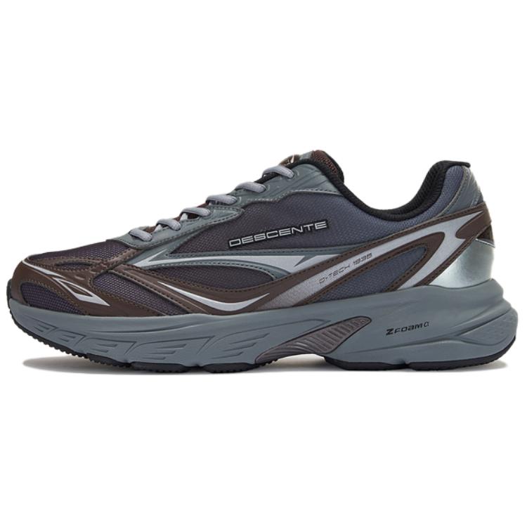 DESCENTE SPORTS STYLE Slip Resistant Abrasion Resistant Low top Casual Running Shoes Unisex Gray Brown