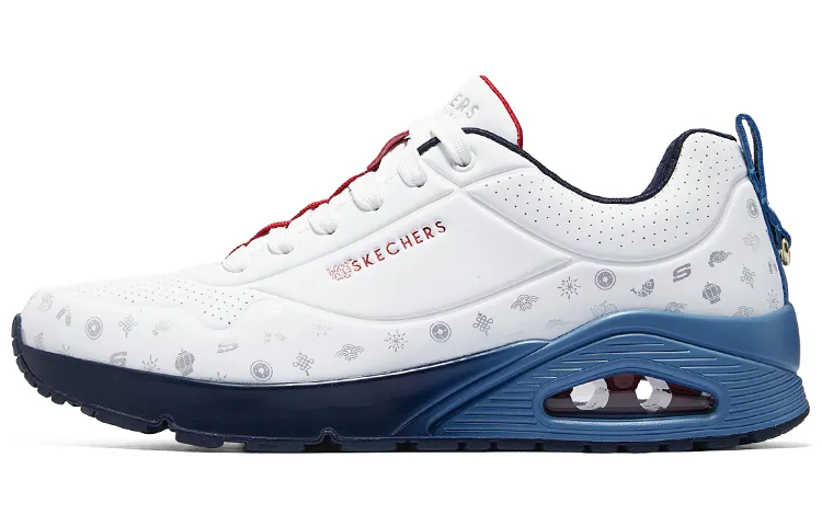 Skechers Street Comfortable And Breathable Wear resistant And Lightweight Low top Casual Running Shoes Men's White Blue