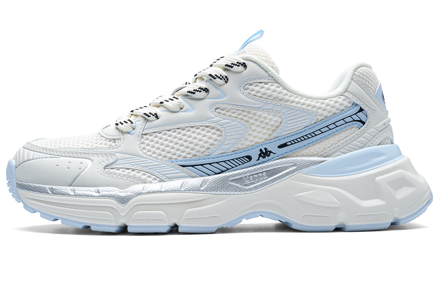 Kappa Kappa Hydrogen Rail Back to Back Summer Mesh Fashion Simple Casual and Versatile Light Foot Feel Thick Sole Increased Breathability and Lightweight Low-top Running Shoes Women Winter White Bio Blue