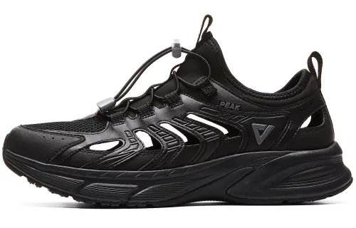 PEAK Cushioning Slip Resistant Abrasion Resistant Breathable Low top Running Shoes Men's All Black