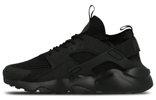 Nike Huarache Run Textile, Leather Cushioning Slip Resistant Abrasion Resistant Low top Running Shoes Men's Black