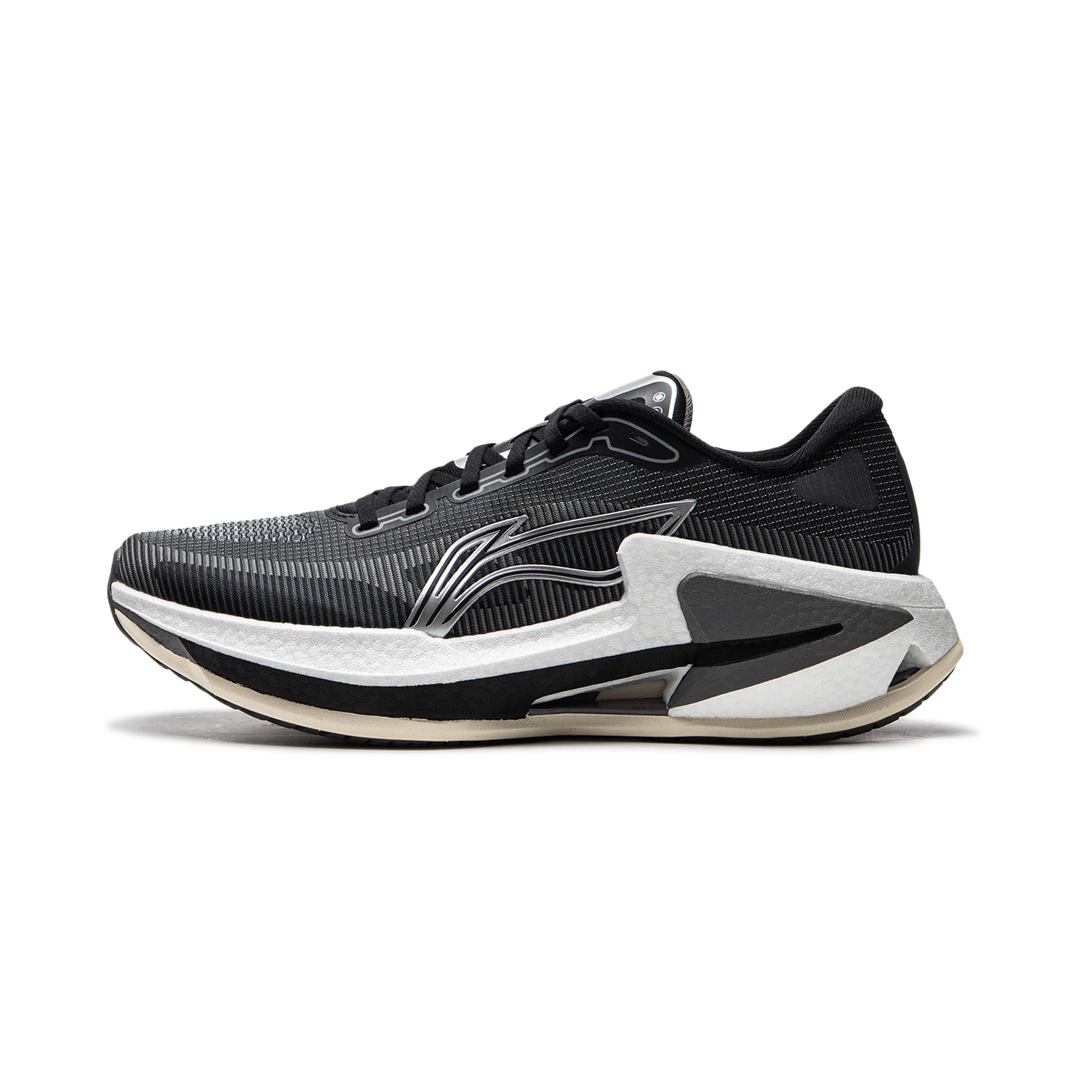 Li Ning Cushioning Slip Resistant Abrasion Resistant Breathable Low top Running Shoes Men’s Black White