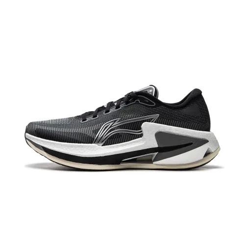 Li Ning Cushioning Slip Resistant Abrasion Resistant Breathable Low top Running Shoes Men's Black White