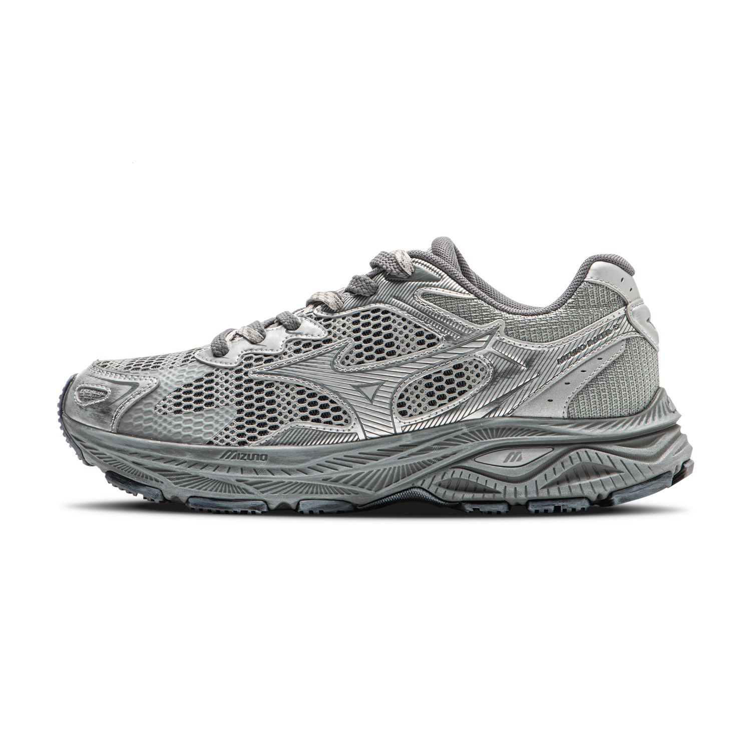 Mizuno Racer S classic distressed design dirty shoes low-top running shoes men and women same style wild pigeon gray silver