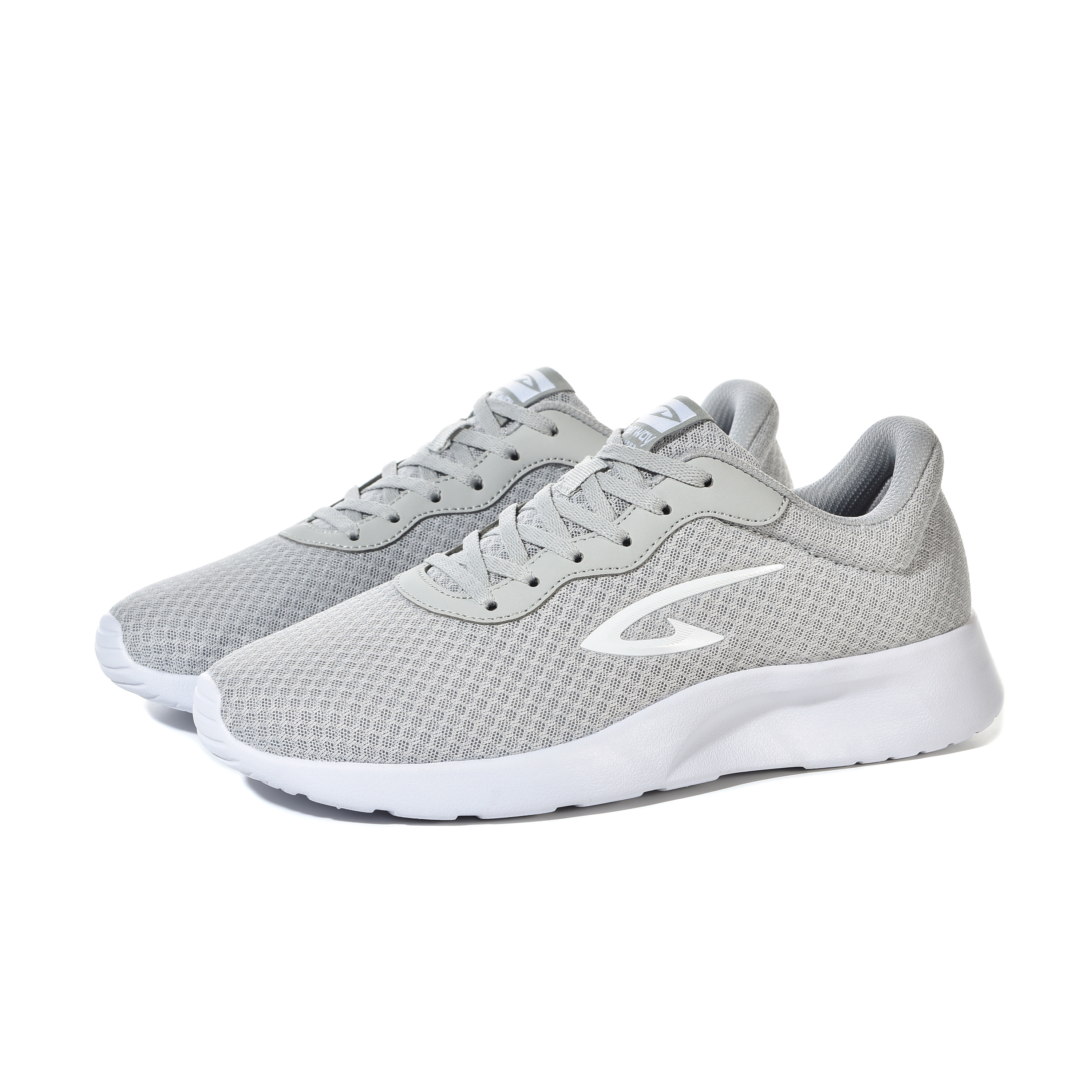 DEERWAY Running Shoes Unisex Low Top White Silver Gray