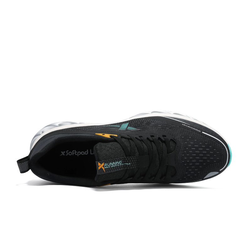 XTEP Cushioning Abrasion Resistant Breathable Low top Casual Running Shoes Men’s Black Aurora Green Ice Cream Yellow