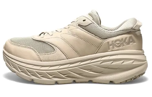 HOKA ONE ONE Bondi L round toe leather fabric shock-absorbing, non-slip and wear-resistant low-top training running shoes for men and women, brown