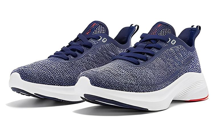 QIAODAN Cushioning Slip Resistant Abrasion Resistant Low top Running Shoes Men’s Serene Blue Dutch Orange