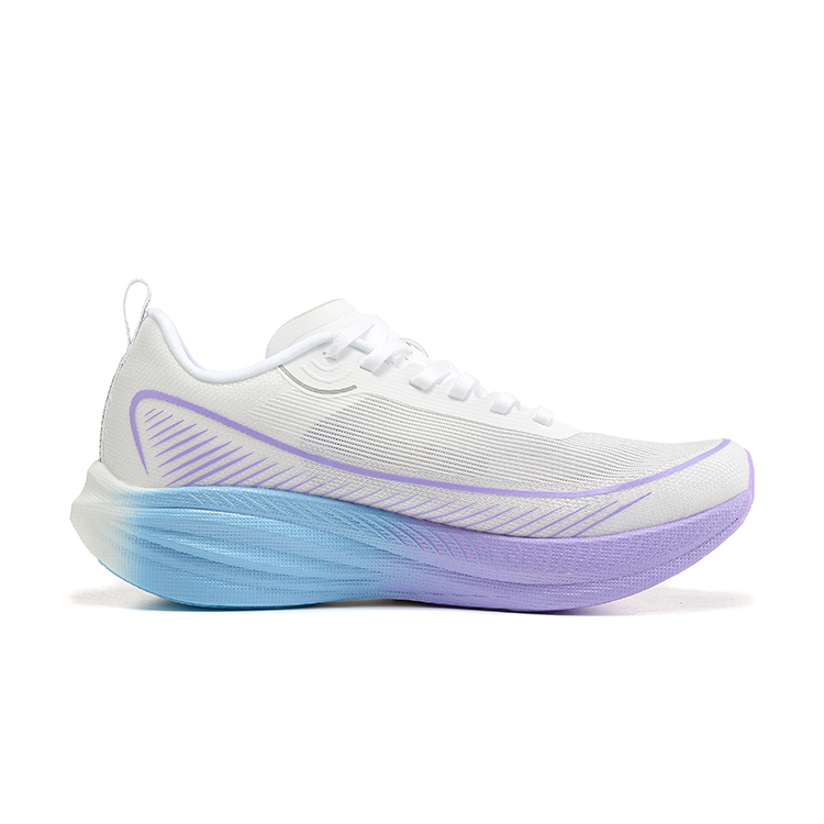 DUANGOU Cushioning Slip Resistant Abrasion Resistant Balance Rebound Low top Sports Running Shoes Unisex White Purple