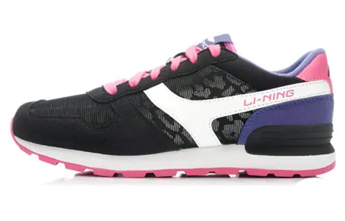 Li Ning Breathable Low top Casual Running Shoes Women's Black White Purple