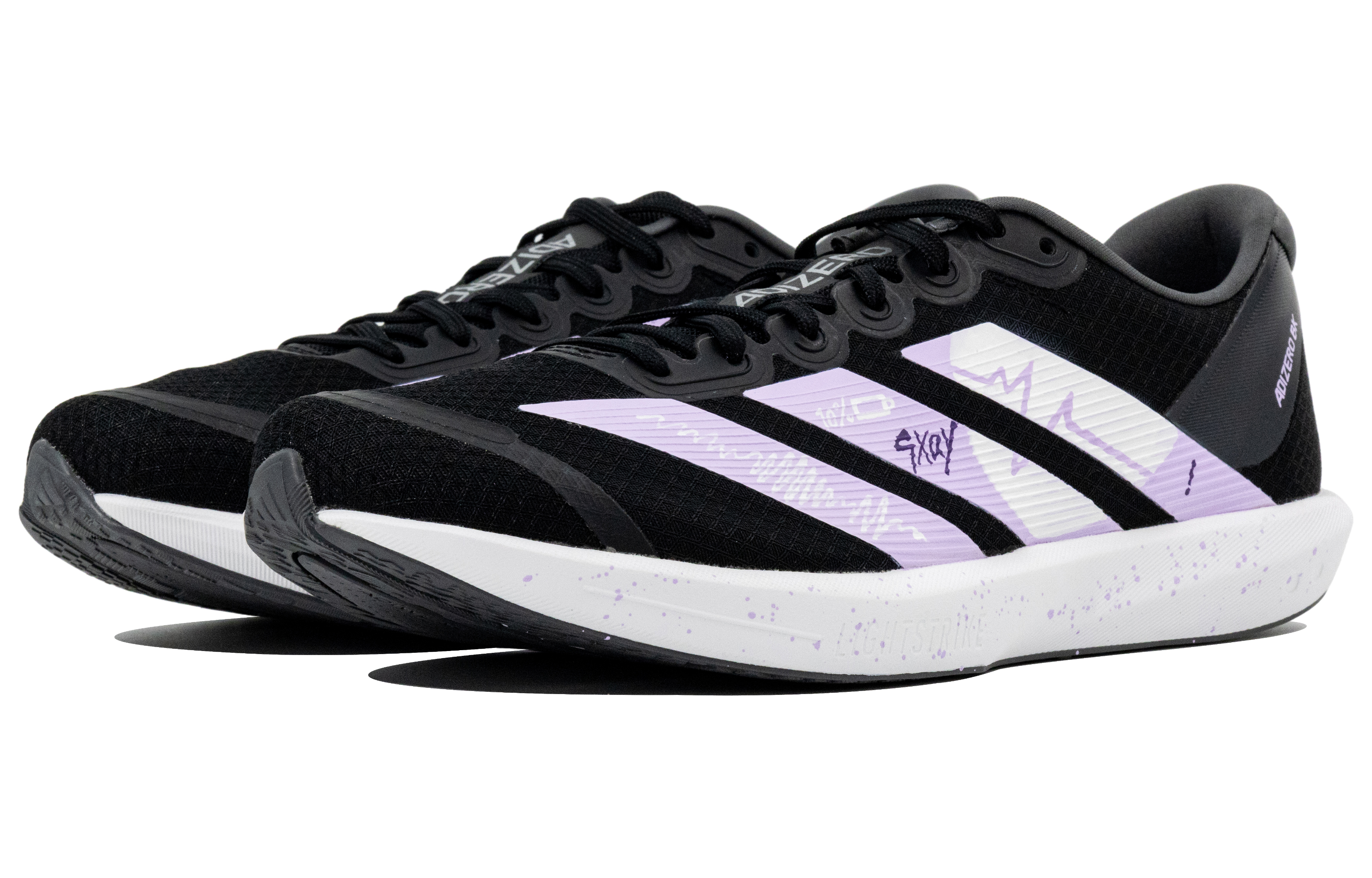 Adidas Adizero Lightweight Low top Running Shoes Unisex Black White Purple