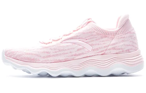 Anta Mesh Cushioning Slip Resistant Breathable Lightweight Low top Running Shoes Women's Pearl Powder