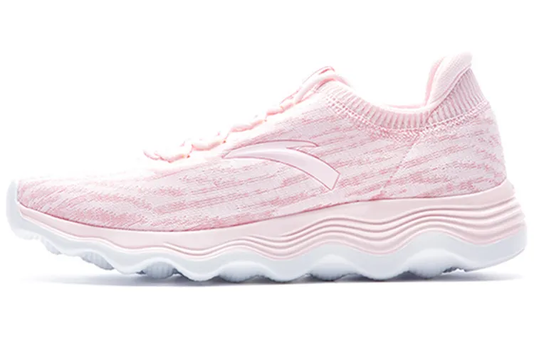 Anta Mesh Cushioning Slip Resistant Breathable Lightweight Low top Running Shoes Women's Pearl Powder