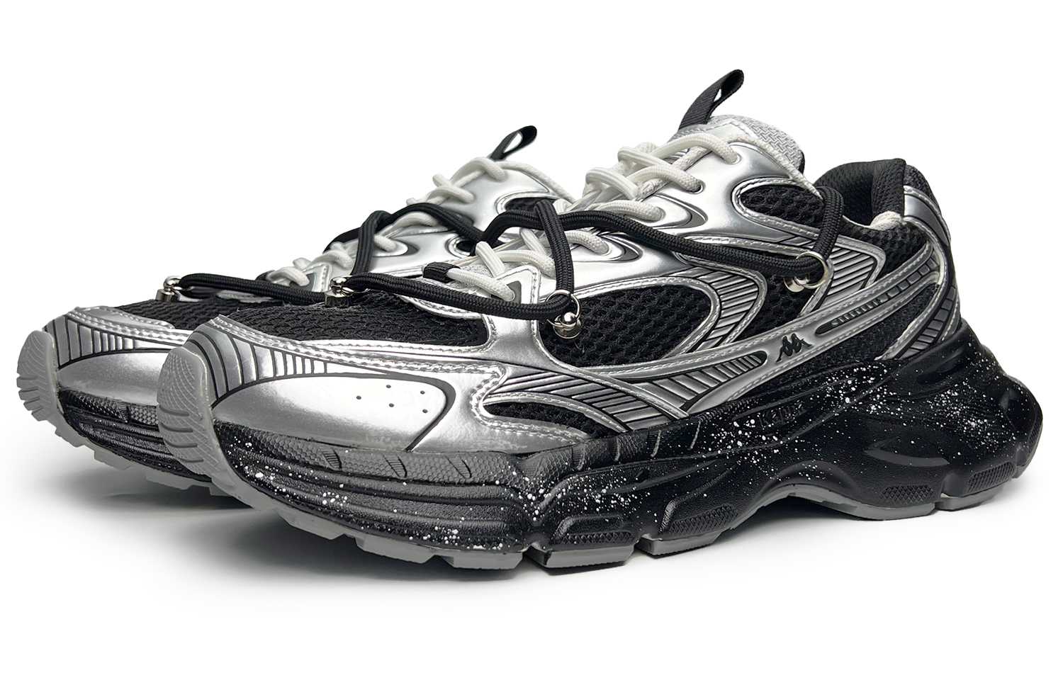 Kappa Cushioning Abrasion Resistant Breathable Lightweight Rebound Low top Running Shoes Unisex Black Silver