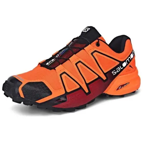 SALOMON Speedcross 4 Slip Resistant Abrasion Resistant Low top Running Shoes Men's Orange Black