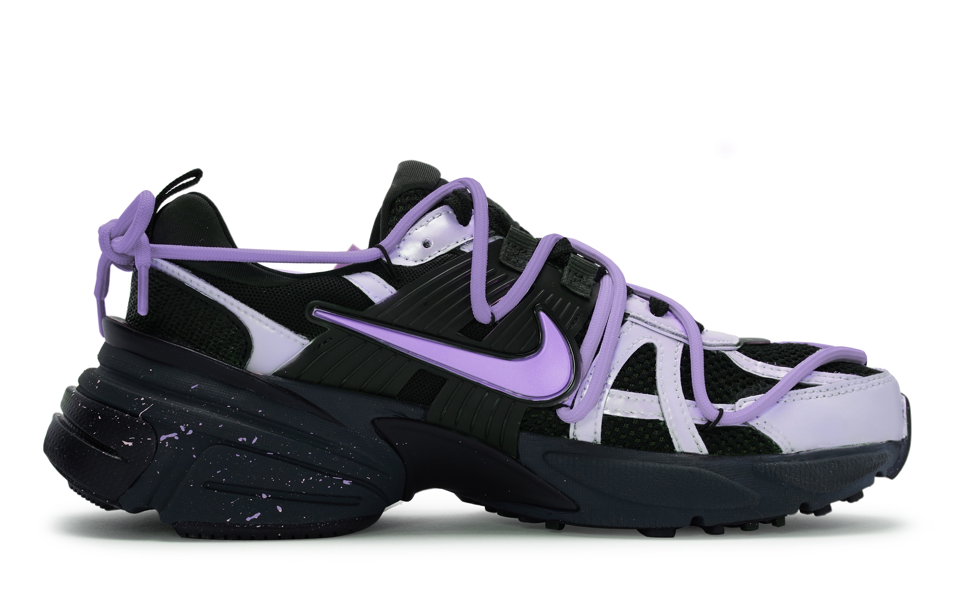 Nike V2K Run Slip Resistant Slip Resistant Low top Running Shoes Unisex Black Silver Purple