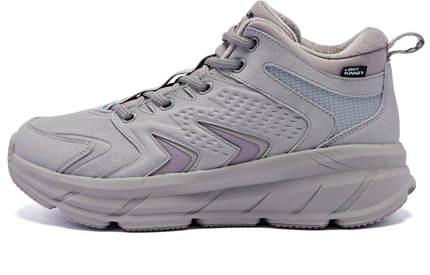 QIAODAN Comfortable Slip Resistant Mid top Running Shoes Men’s Purple Gray