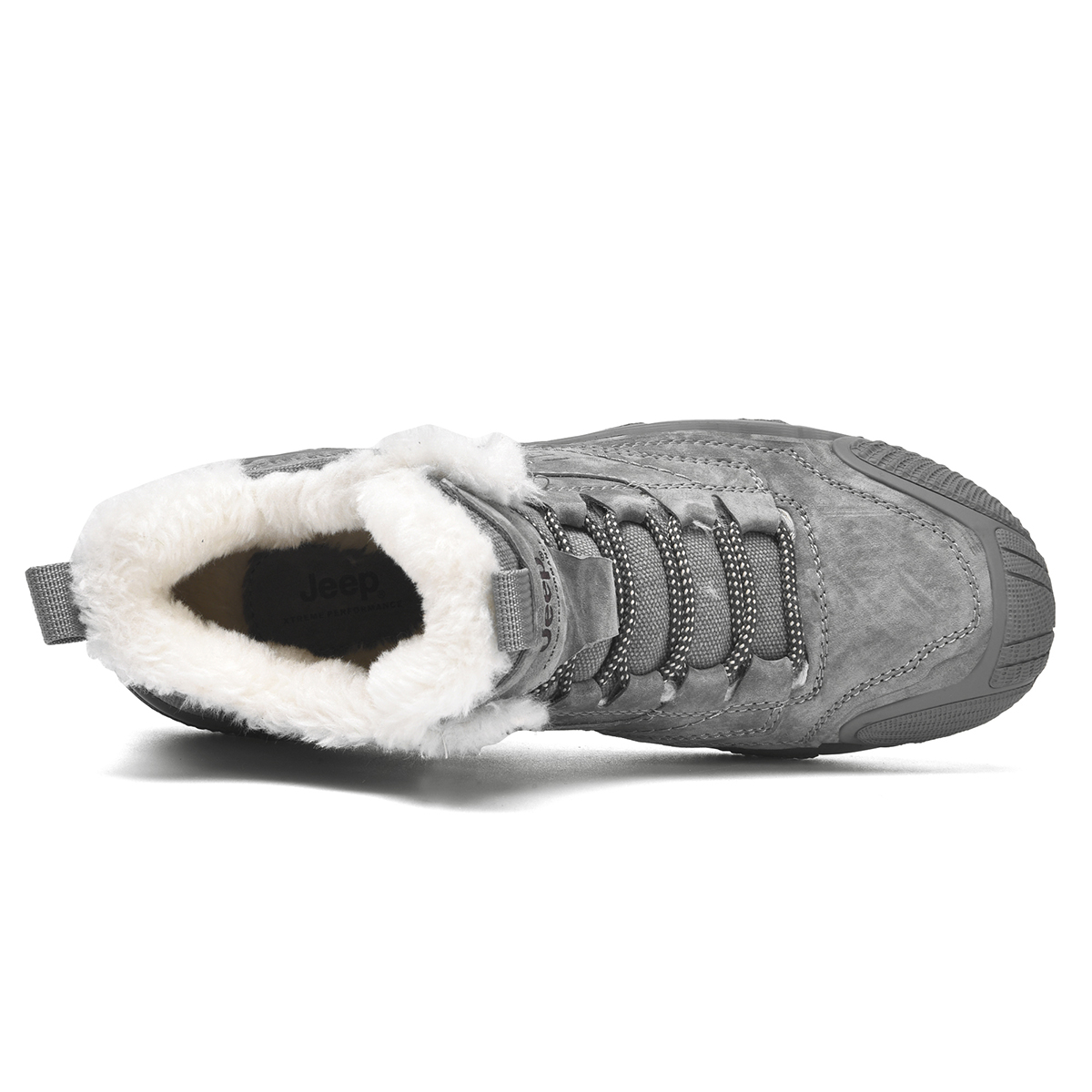 Jeep Hiking, Casual Versatile, Fleece Lined, Sports Abrasion Resistant Thermal Mid top Outdoor Shoes Men’s Gray