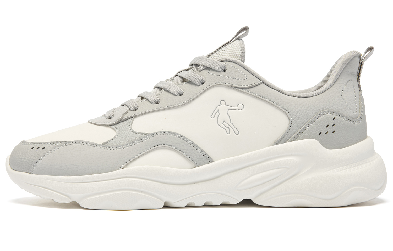 QIAODAN Cushioning Slip Resistant Cushioning Slip Resistant Low top Casual Running Shoes Men’s White Gray