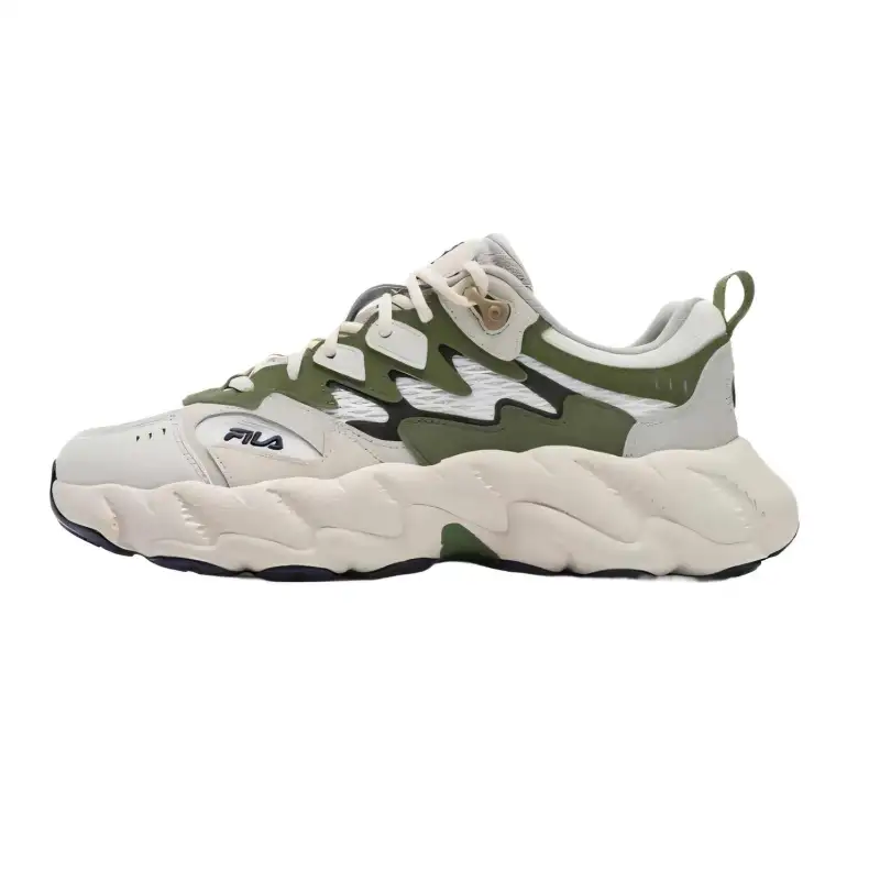 FILA Fern2 Fern Sneakers 2 Slip Resistant Low top Chunky Sneakers Men's White Cotton Candy Cypress Green
