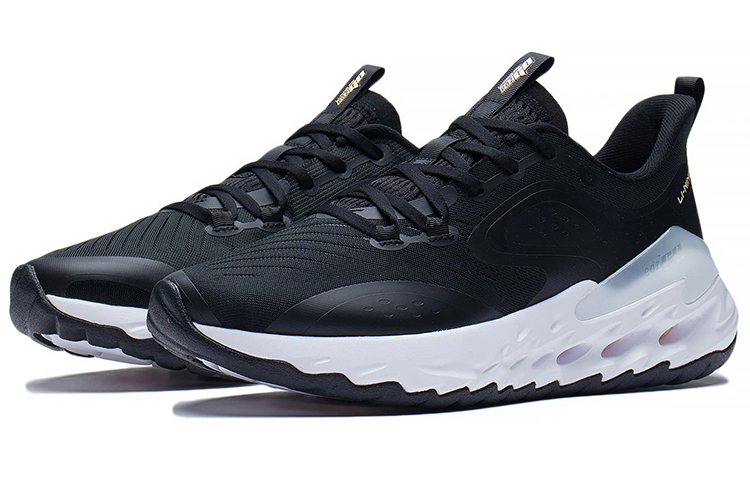 Li Ning Comfortable Cushioning Slip Resistant Abrasion Resistant Lightweight Low top Running Shoes Men’s Black