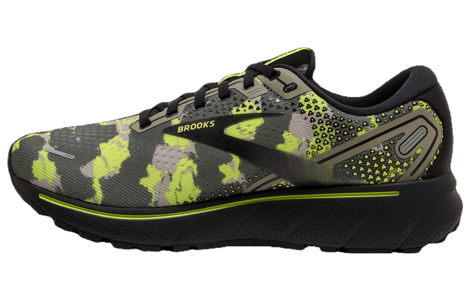 Brooks Brooks Ghost 14 comfortable shock-absorbing and wear-resistant low-top shoes for men, green and black