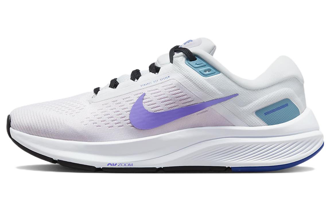 Nike Zoom Structure 24 comfortable sports fabric shock-absorbing, non-slip, wear-resistant, breathable and lightweight, low-top casual urban commuting running shoes, women's model, white and purple