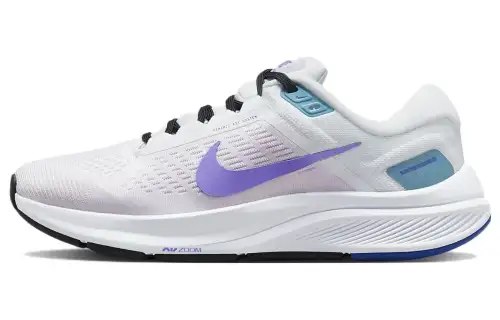 Nike Zoom Structure 24 comfortable sports fabric shock-absorbing, non-slip, wear-resistant, breathable and lightweight, low-top casual urban commuting running shoes, women's model, white and purple