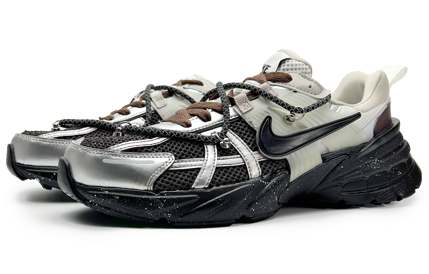 Nike V2K Run Cushioning Slip Resistant Abrasion Resistant Low top Running Shoes Unisex Dark Brown