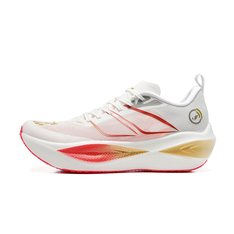DUANGOU Running Shoes Unisex Low Top White Gold Red/Champion Red