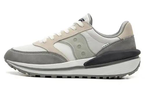 Saucony JAZZ RENEW Jazz Mesh, Nylon Abrasion Resistant Breathable Low top Casual Shoes Unisex White Gray