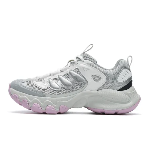 FILA TRUFFLE Fabric Cushioning Abrasion Resistant Breathable Low top Chunky Sneakers Women's Silver