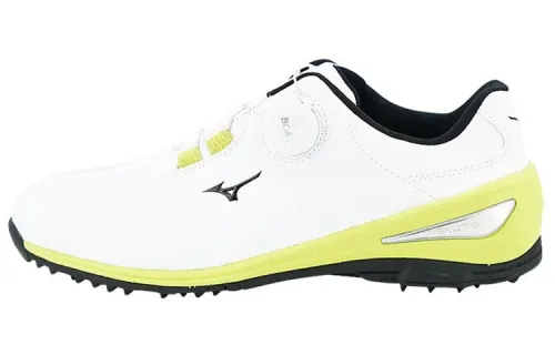 Mizuno Boa Cushioning, Non Slip, And Waterproof Low top Golf Shoes White Yellow