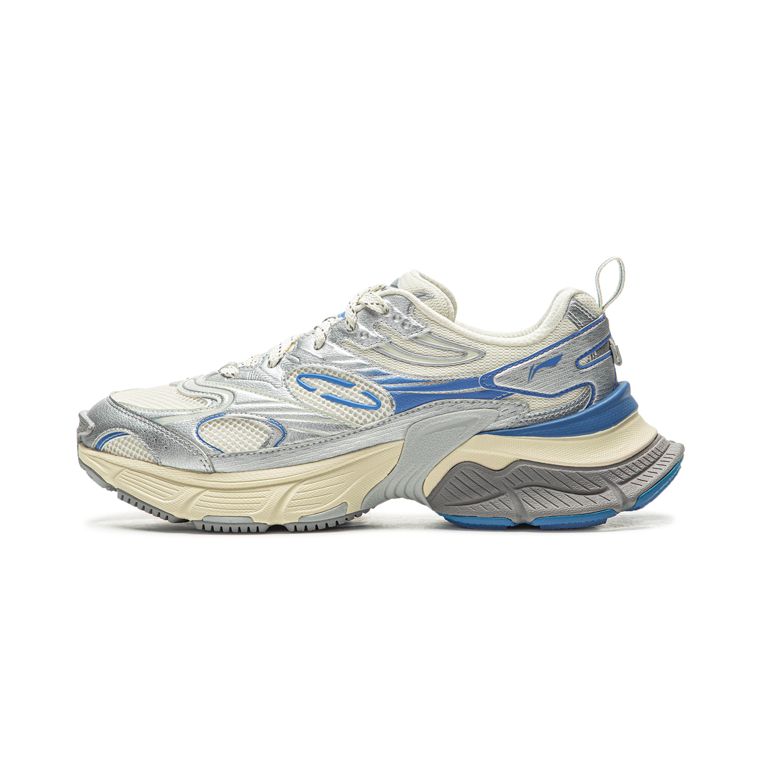 Li Ning Xingji Cushioning Slip Resistant Breathable Low top Chunky Sneakers Men's White Blue