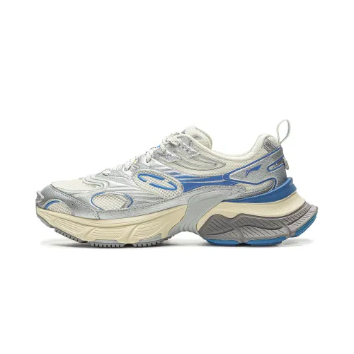 Li Ning Xingji Cushioning Slip Resistant Breathable Low top Chunky Sneakers Men's White Blue