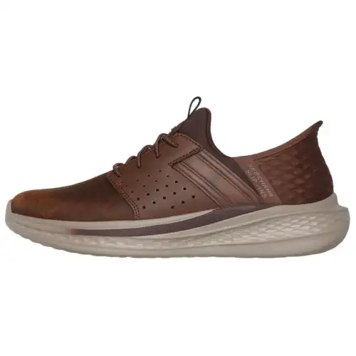 Skechers Slip Ins Abrasion Resistant Rebound Low top Running Shoes Men's Brown
