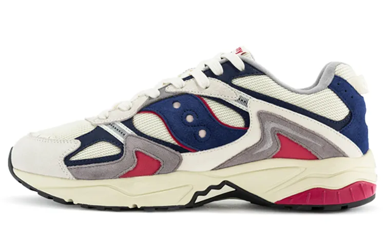 Saucony GSD 90S Synthetic Leather Cushioning Low top Running Shoes Unisex White Blue Vintage