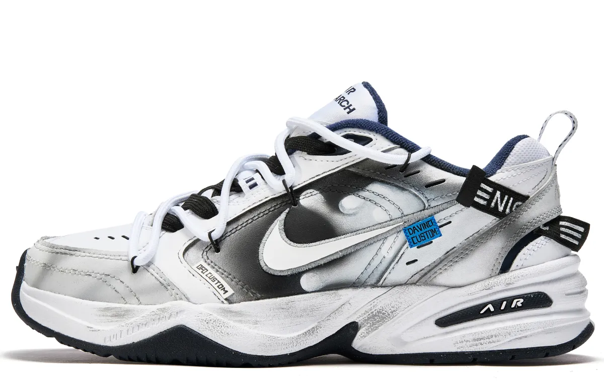 Nike Air Monarch 4 Da Vinci Custom, Reverse Sand Dune PU Leather Non slip Lightweight Low top Chunky Sneakers Unisex