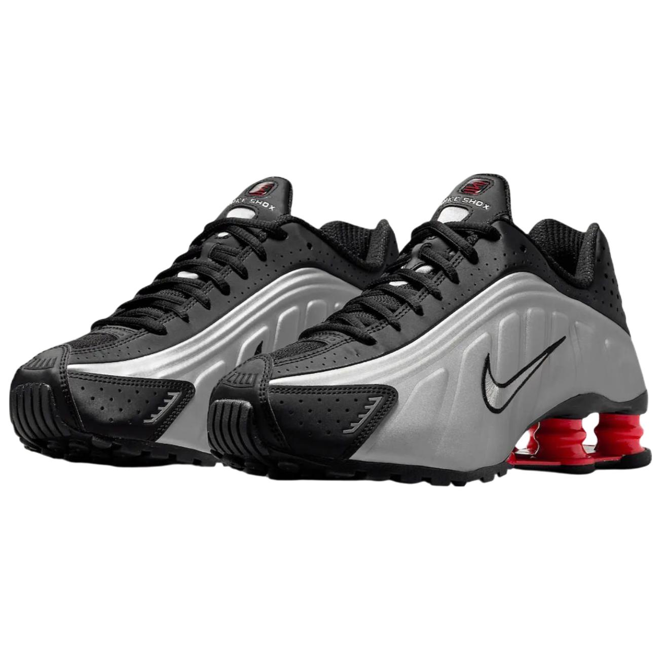 Nike Shox R4 Slip Resistant Abrasion Resistant Low top Casual Running Shoes Women’s Silver Black