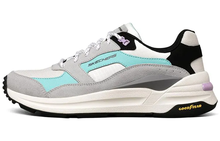 Skechers Global Jogger Mesh, Artificial Leather Abrasion Resistant Breathable Low top Running Shoes Women's White Blue