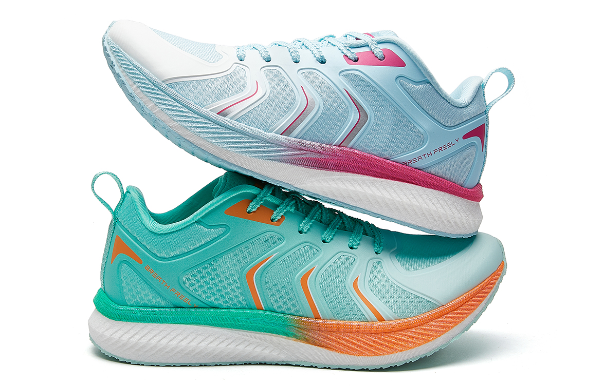 VOIT Running Shoes Unisex Low Top Green Blue Mismatched