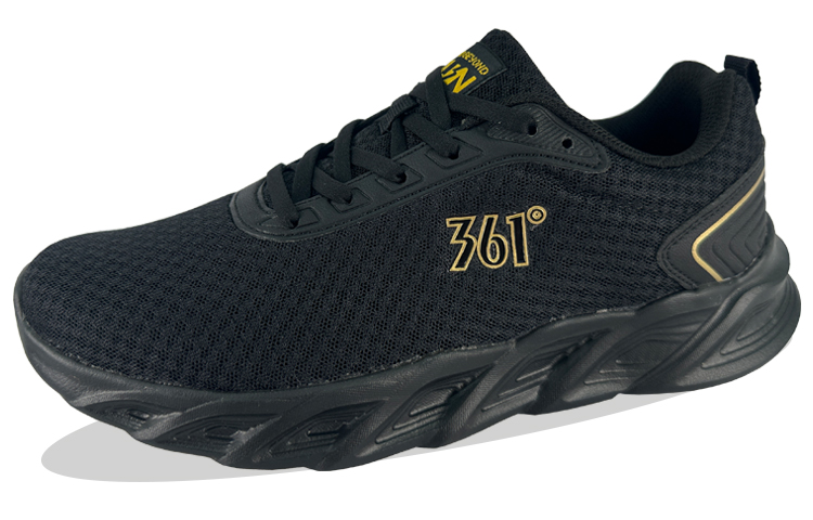 361° Lightweight And Breathable Low top Running Shoes Men’s Black Gold