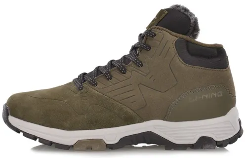 Li Ning Suede, Synthetic Leather Slip Resistant, Abrasion Resistant, Thermal Coverage High top Running Shoes Unisex